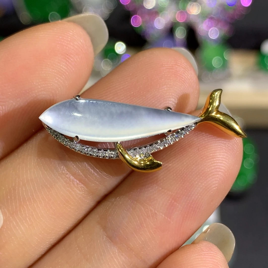 翡翠颈饰18K金镶嵌3、