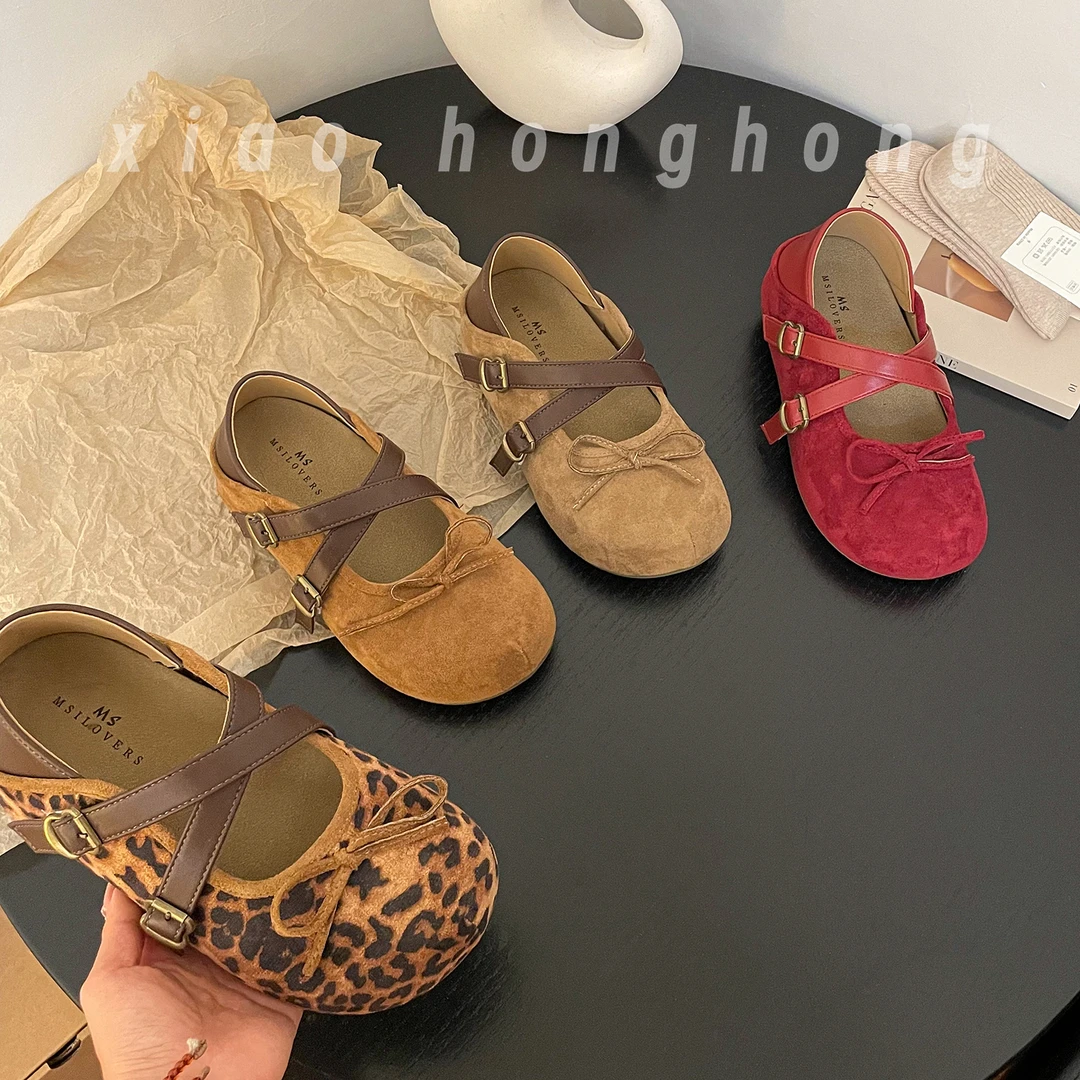 【婷婷】法式芭蕾风蝴蝶结交叉厚底浅口勃肯鞋内增高5公分秋季新品