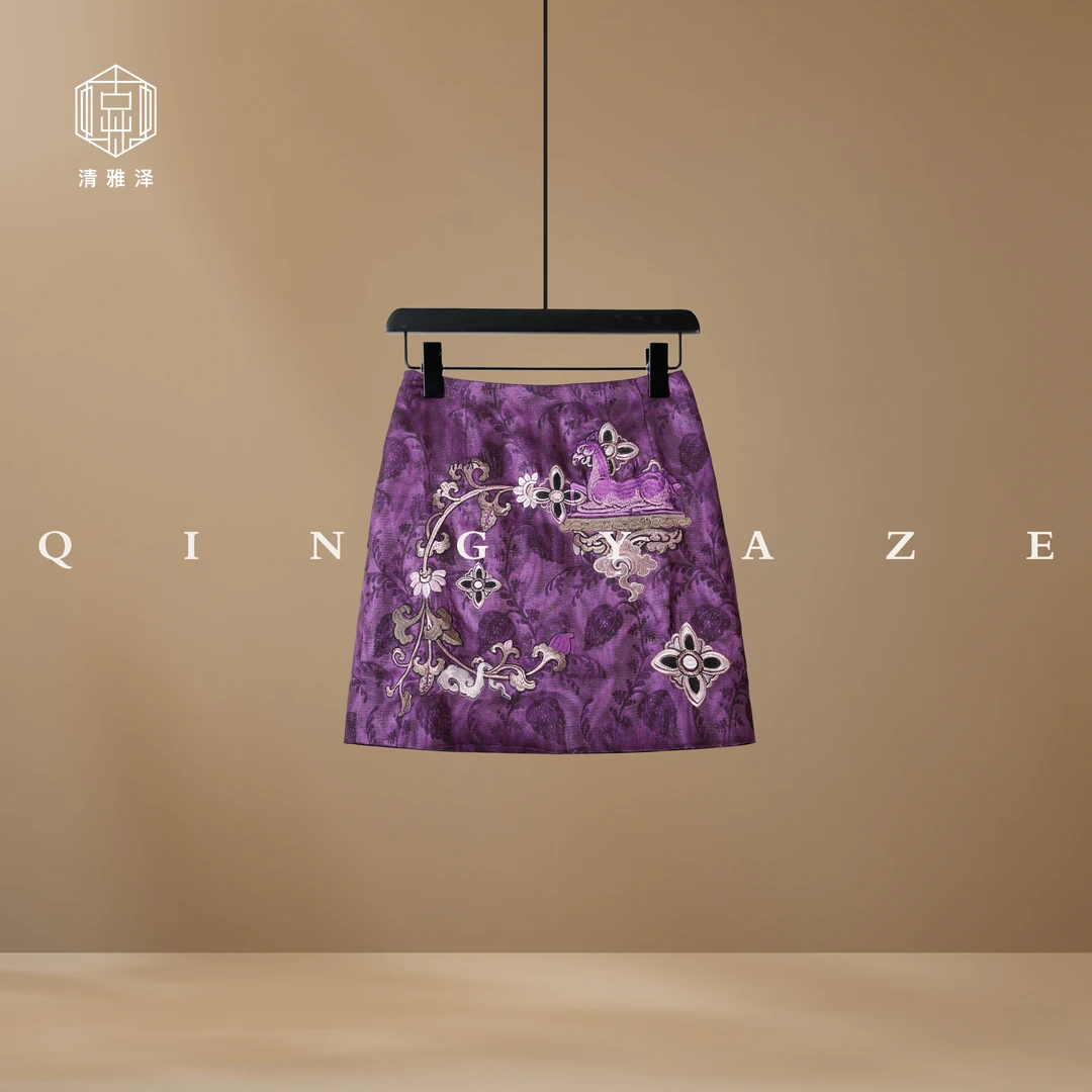 藏·圣鹿！人丝鎏金提花重工刺绣新中式裙裤！GZ6140