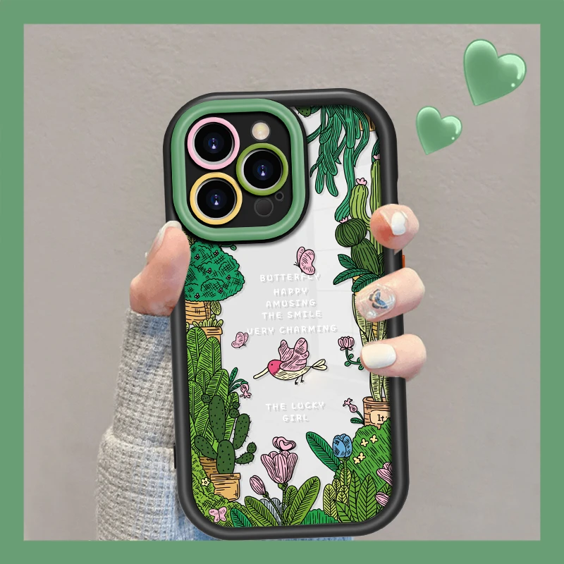 小鸟花园适用于苹果16华为/vivo/oppo防摔全包简约个性创意手机壳