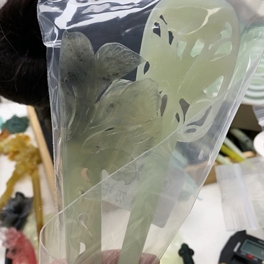 蛇纹石玉发饰合金咿*咿