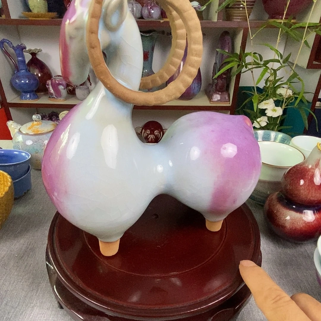 摆件钧瓷动物摆件高温窑变玉石釉