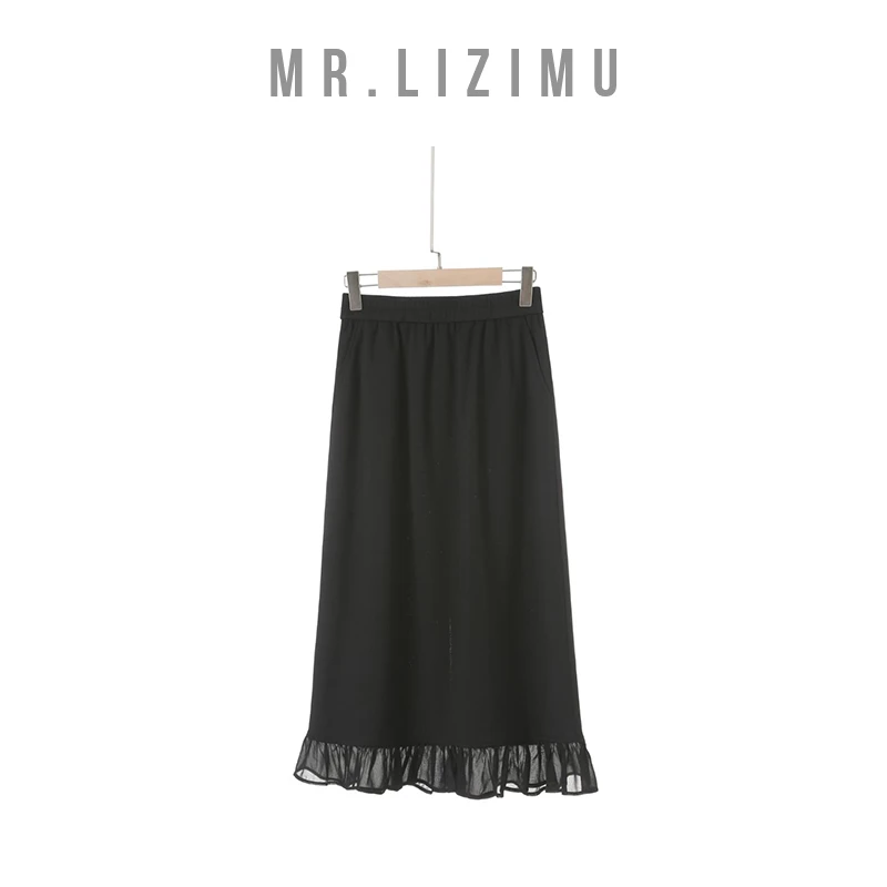 李子木先生荷叶边后开叉半身裙女款爆款2025新款「夏季」D6017