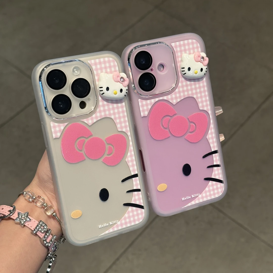 BANCA大脸蛋带钻kitty适用苹果16/17手机壳华为vivo小米15oppo套