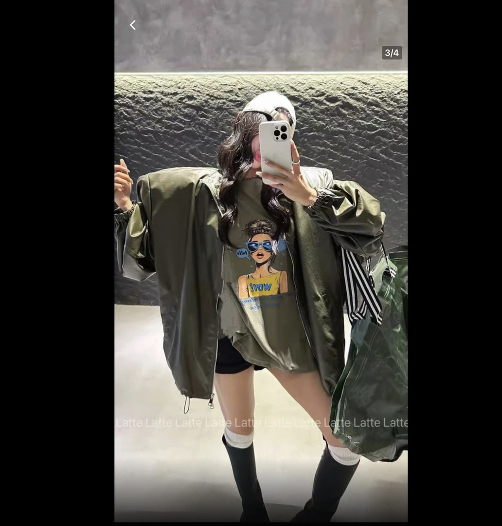 秋季新款【都市美女】高品质宽松遮屁屁女款垫肩长袖大T