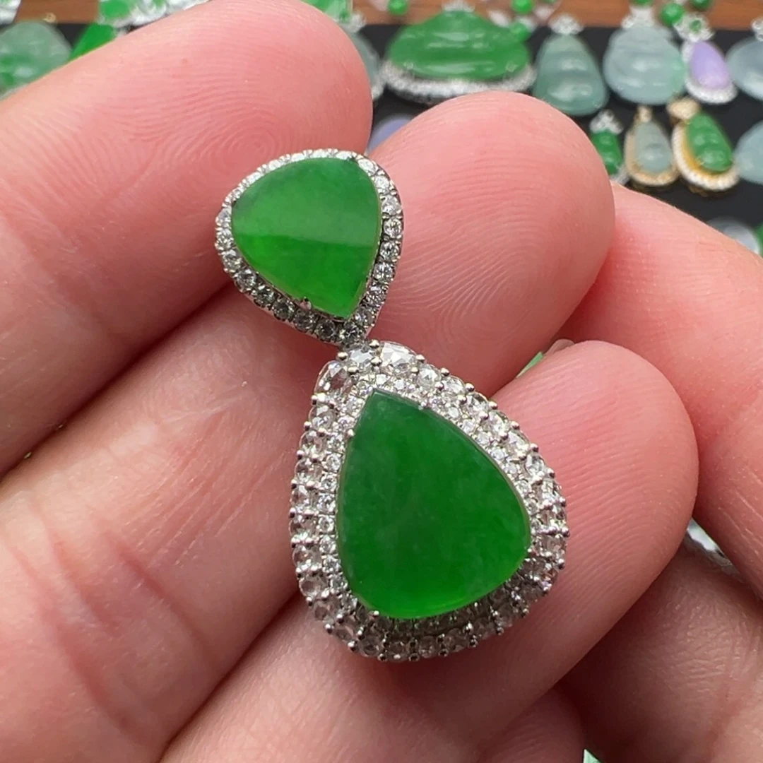 翡翠颈饰18K金镶嵌整体26.8