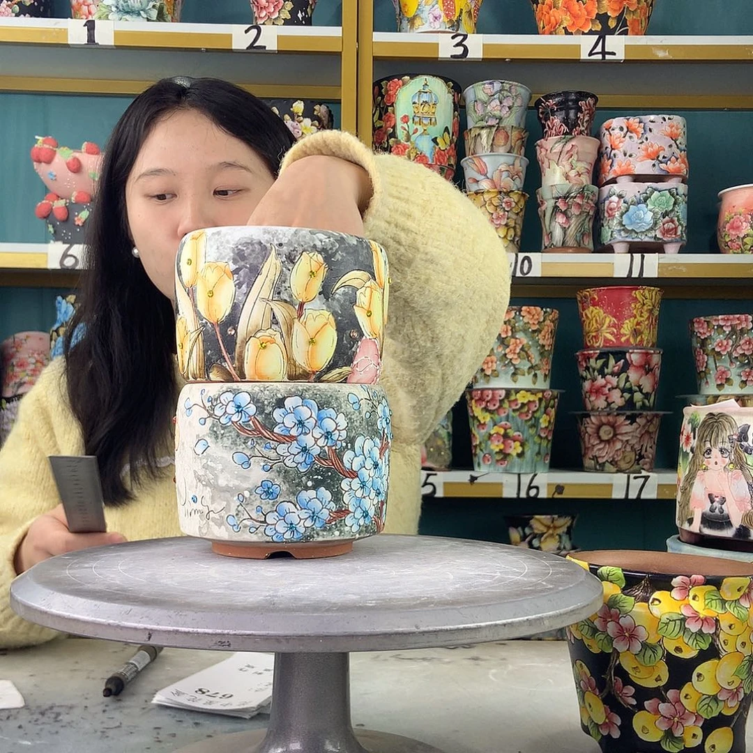 陶景德镇手工花盆678