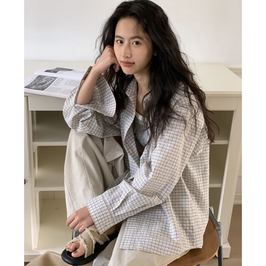 EIGHTHMONTH长袖格子衬衫女2025春季AC151159
