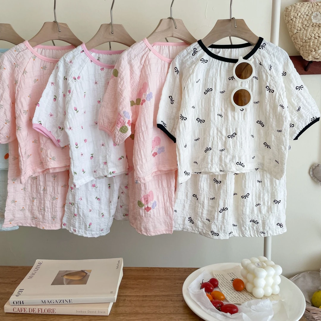 新款夏季时光棉五分袖七分裤甜美家居空调服套装