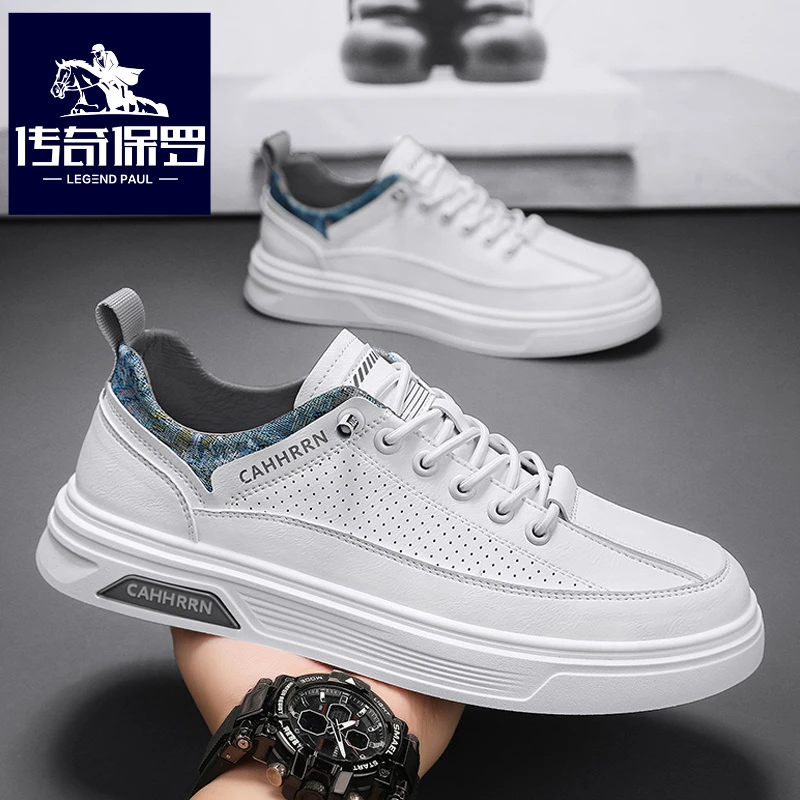 传奇保罗正版一脚蹬男鞋冬季运动板鞋男士飞行员休闲小白皮鞋时尚