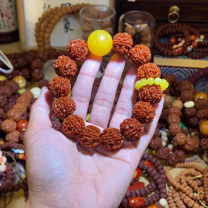 吊坠金刚菩提186玉化黄珠黄环