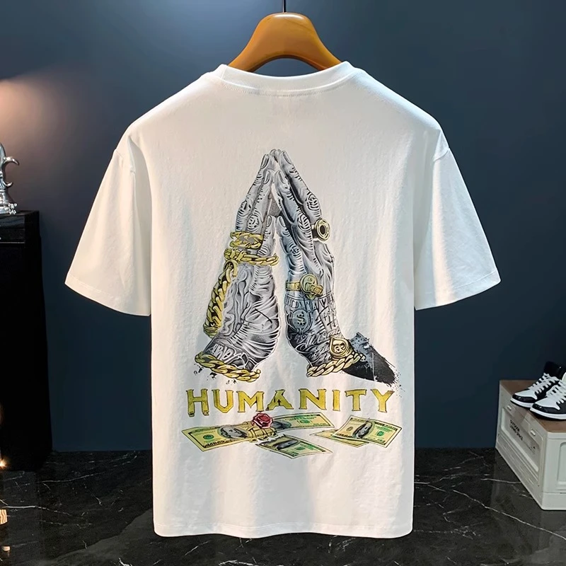 Cebrodz高端潮牌短袖t恤男士痞帅印花透气宽松潮流夏季薄款体恤