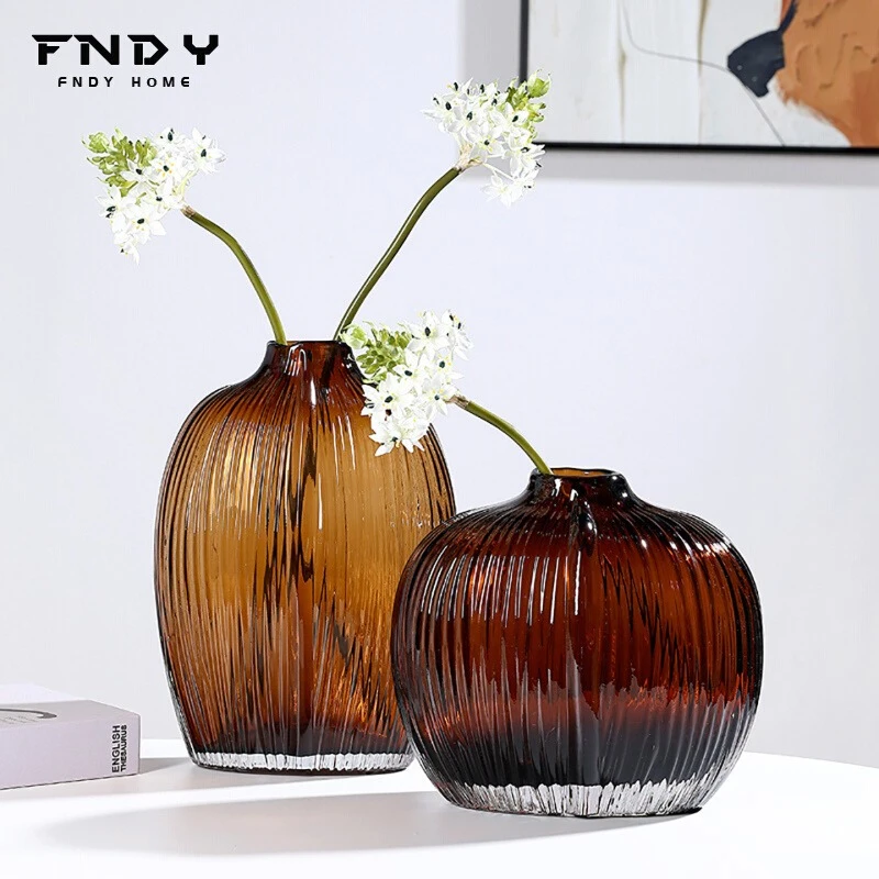 北欧简约玻璃透明花瓶插花家居鲜花水培花器餐桌装饰摆件