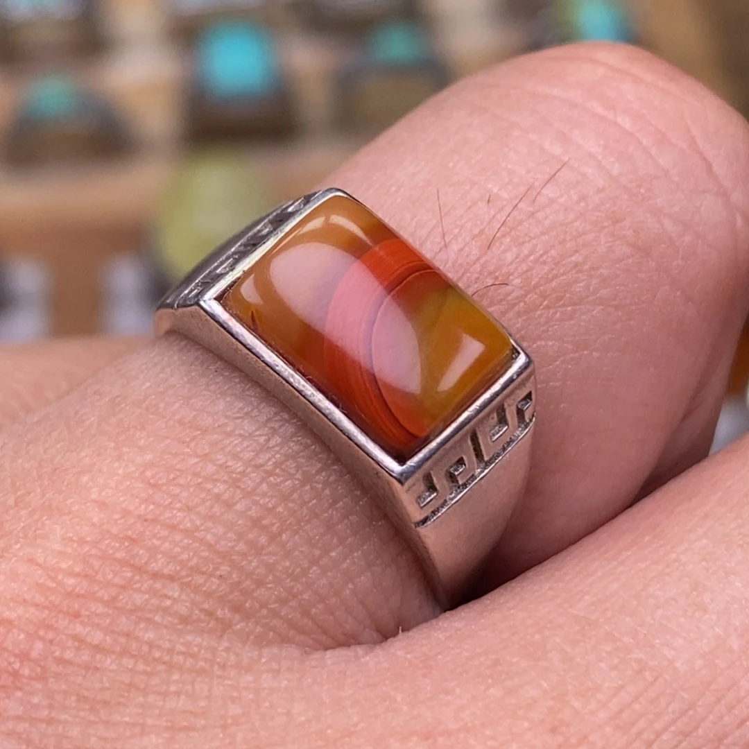 玛瑙/玉髓银S925镶嵌戒指