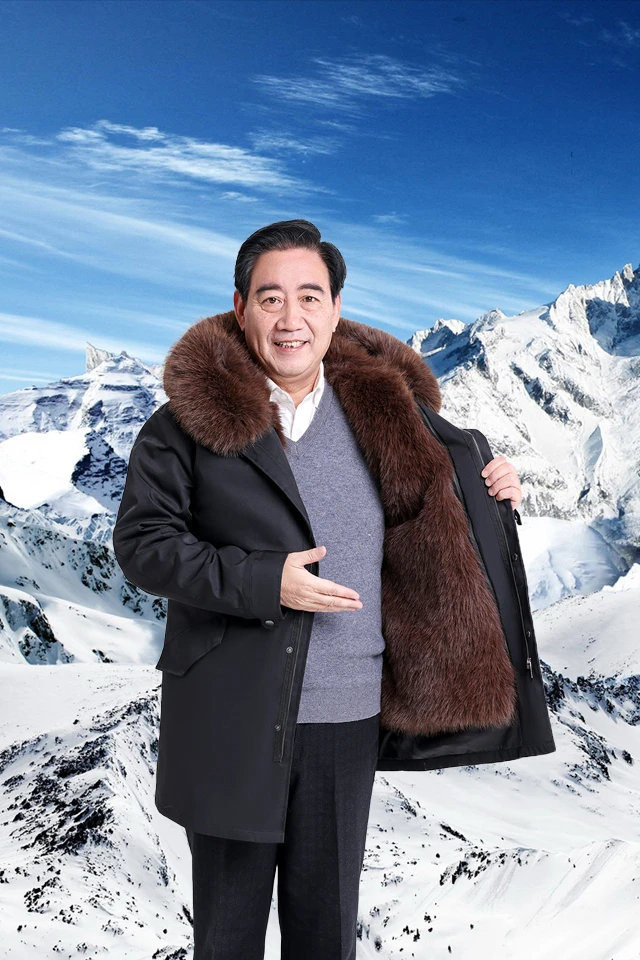 冬季男士中老年爸爸爷爷装加绒加厚防寒保暖老年人派克服外套