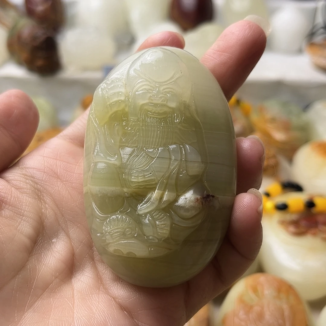 石材方解石手把摆件不退换寿星
