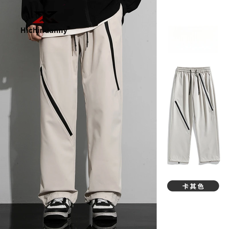 HICHIN户外冲锋裤男士春秋季新款宽松运动休闲工装裤百搭直筒长裤