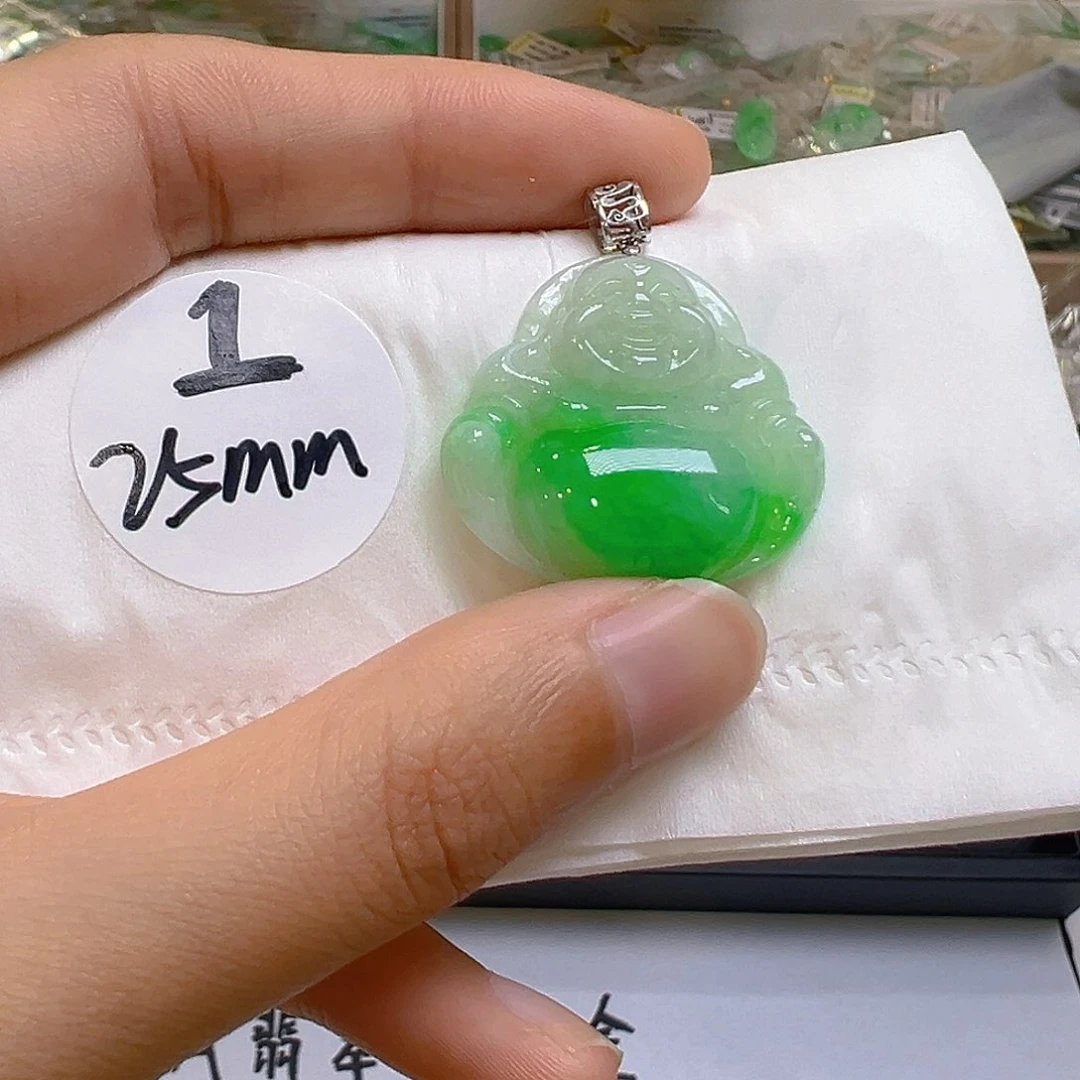 翡翠18K金镶嵌吊坠(不含链)我