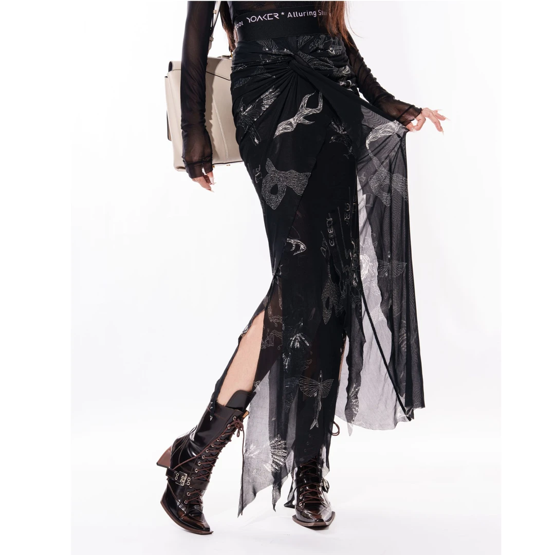 妖客好马龙裾C232029半身裙皮肤裙印花高腰显瘦国风设计师品牌