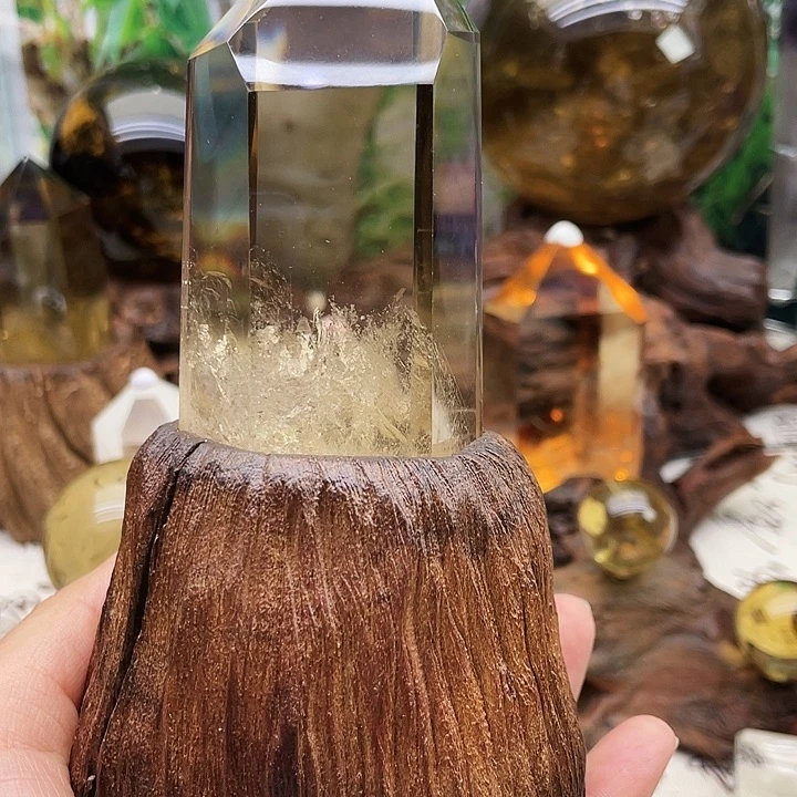 黄晶未镶嵌珠宝半成品黄水晶摆件