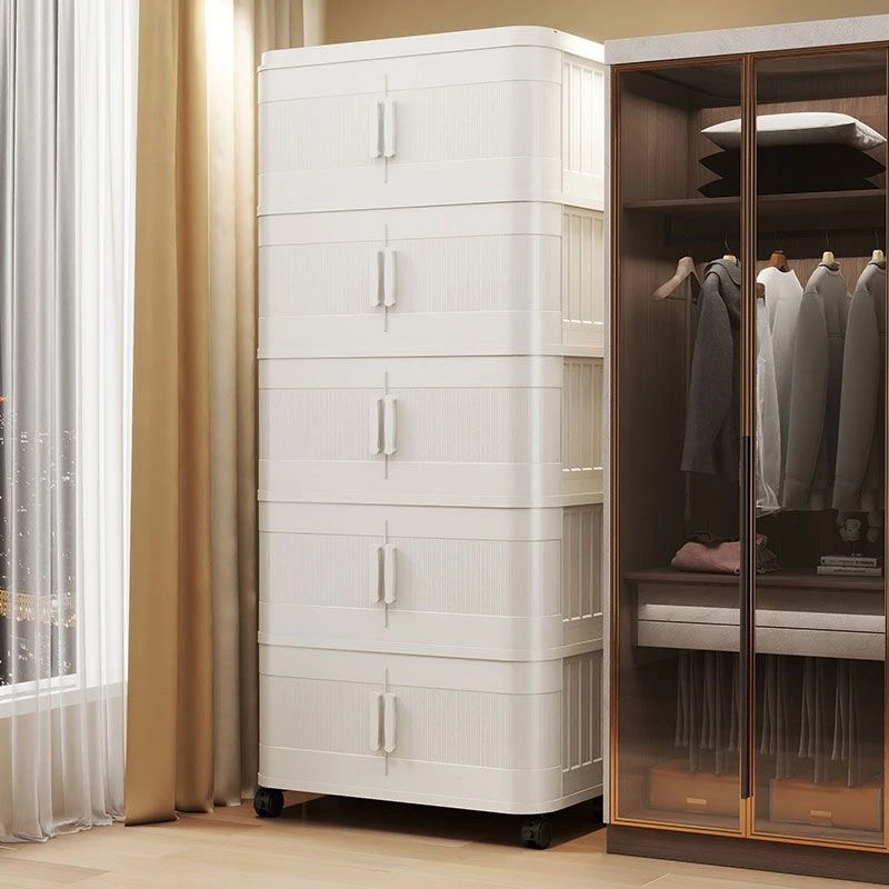超大推拉门收纳柜折叠储物柜家用多层塑料置物柜零食架衣物收纳箱