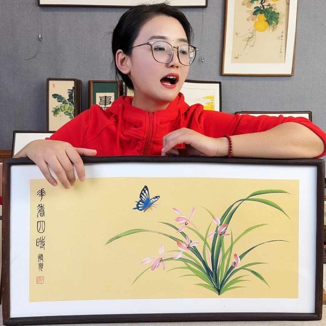 国画手绘带框尺寸： 36*69