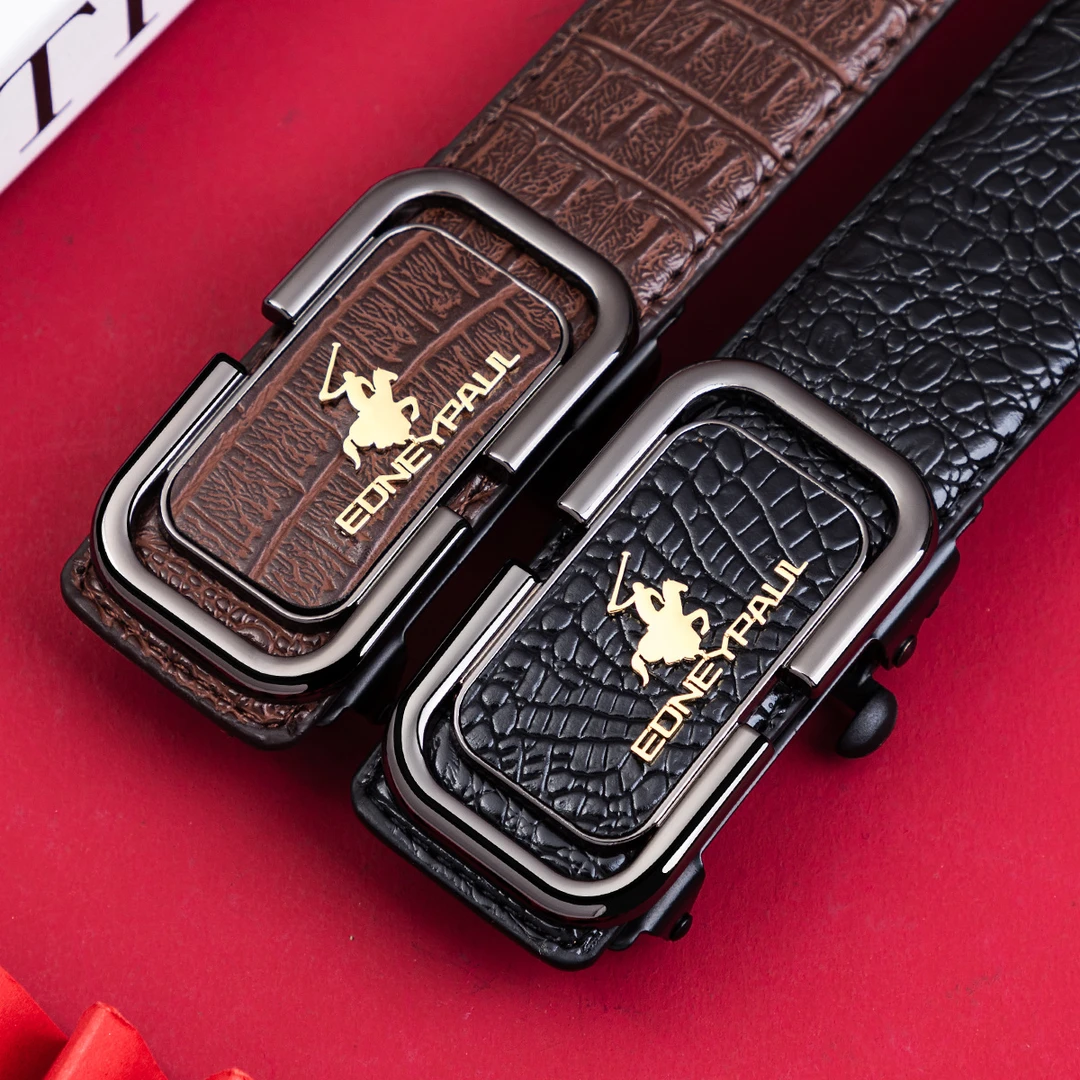 【高档皮具】鳄鱼纹自动扣商务简约风成人男高档百搭男款皮带鞋带商品图