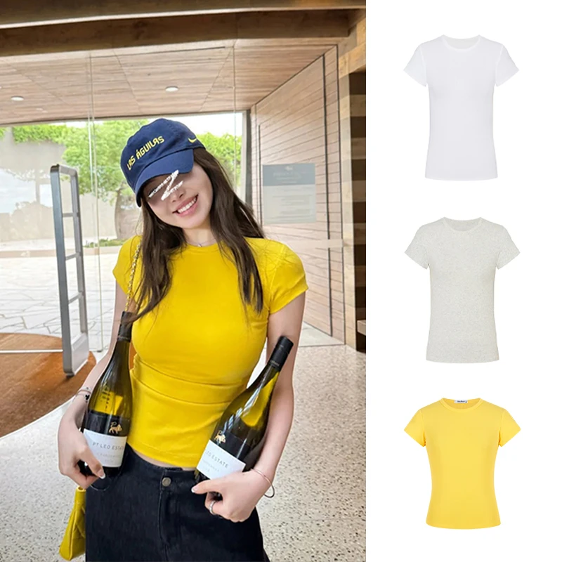 Moses Queen/魔西女王漫画身材正肩高弹圆领辣妹短袖T恤显瘦上衣