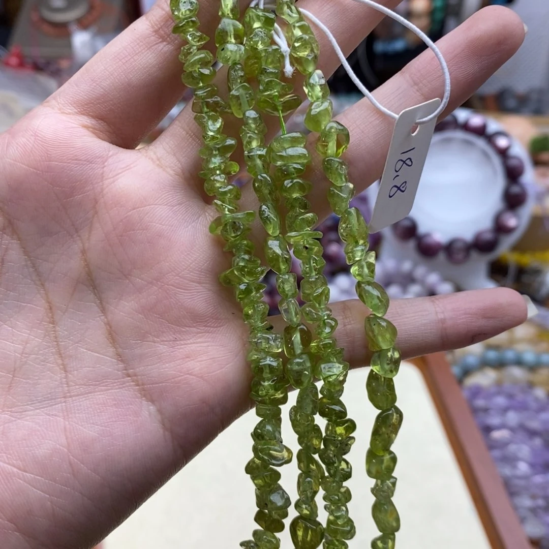 玛瑙/玉髓未镶嵌珠宝半成品一条天然橄榄石碎石5-6mm