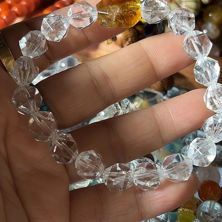 水晶手链未镶嵌精工白水晶切割工艺
