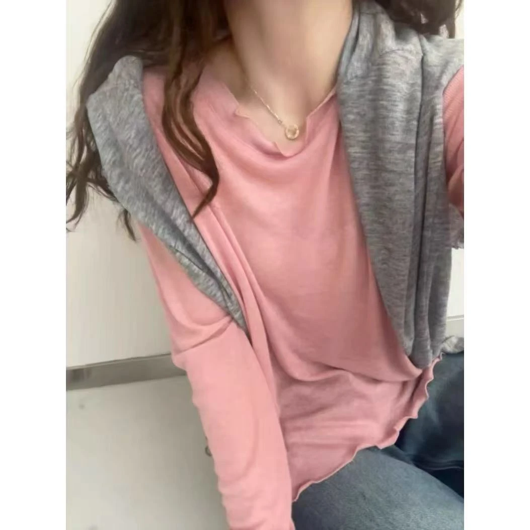 超软糯~木耳花边韩系针织衫32296