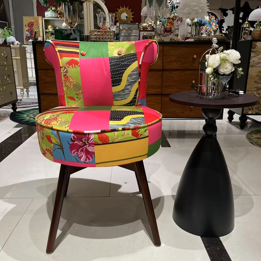 轻奢玫红撞色可旋转凳休闲凳儿童午睡凳子