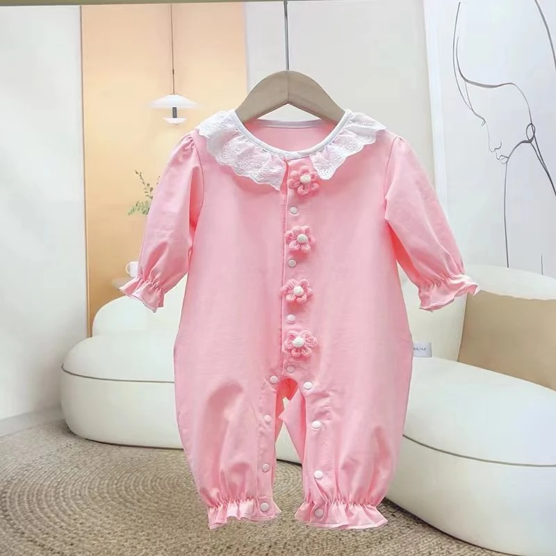 宝宝春秋装单层女宝连体衣春秋公主风超洋气初秋婴儿衣服秋款哈衣