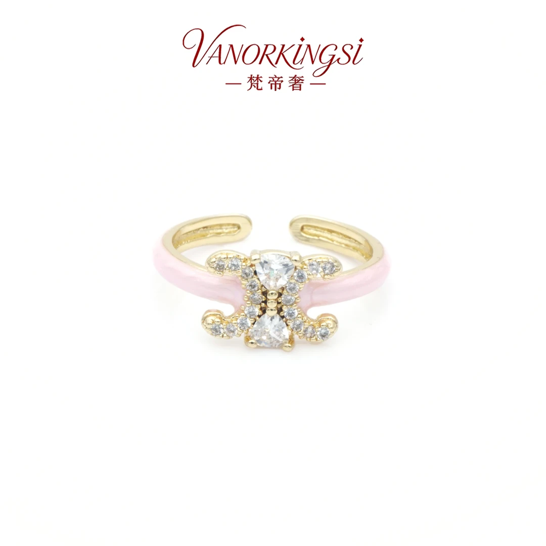 合金戒指 金色闪钻小香风戒指轻奢时尚气质戒指 | F8168