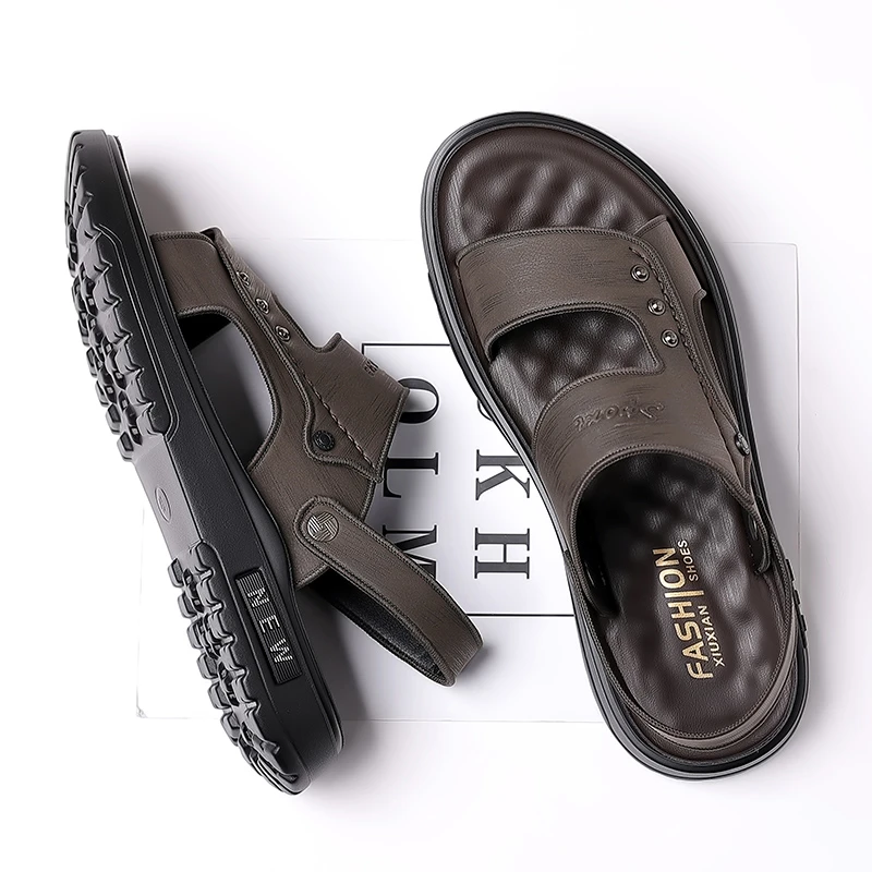 凉鞋男款夏季外穿开车休闲防滑软底沙滩鞋男士凉拖鞋子两用
