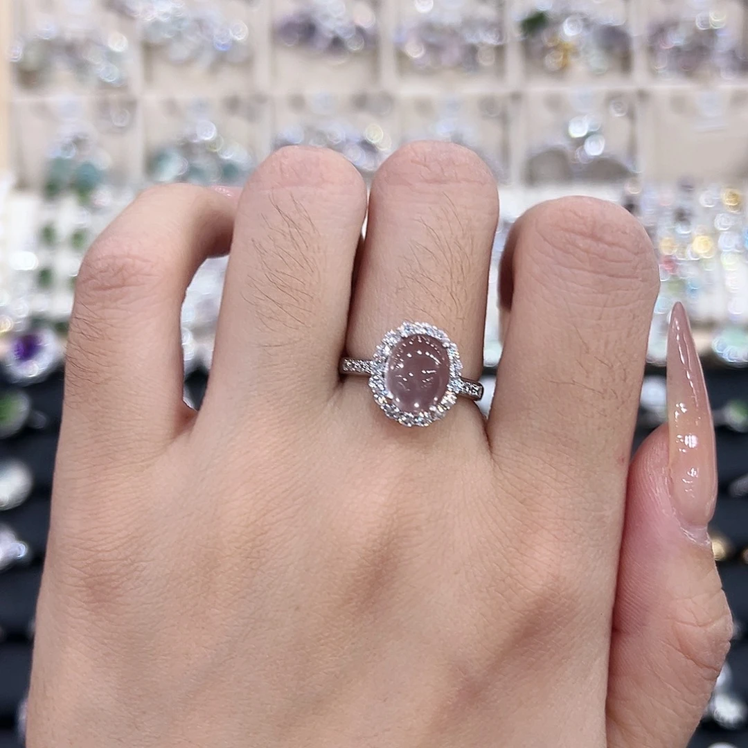 戒指银S925镶嵌芙蓉石