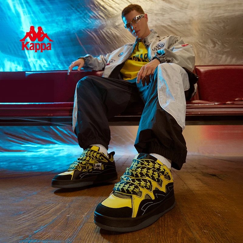 Kappa/卡帕Fatty面包鞋秋冬季串标滑板鞋男女同款皮面休闲鞋CS20
