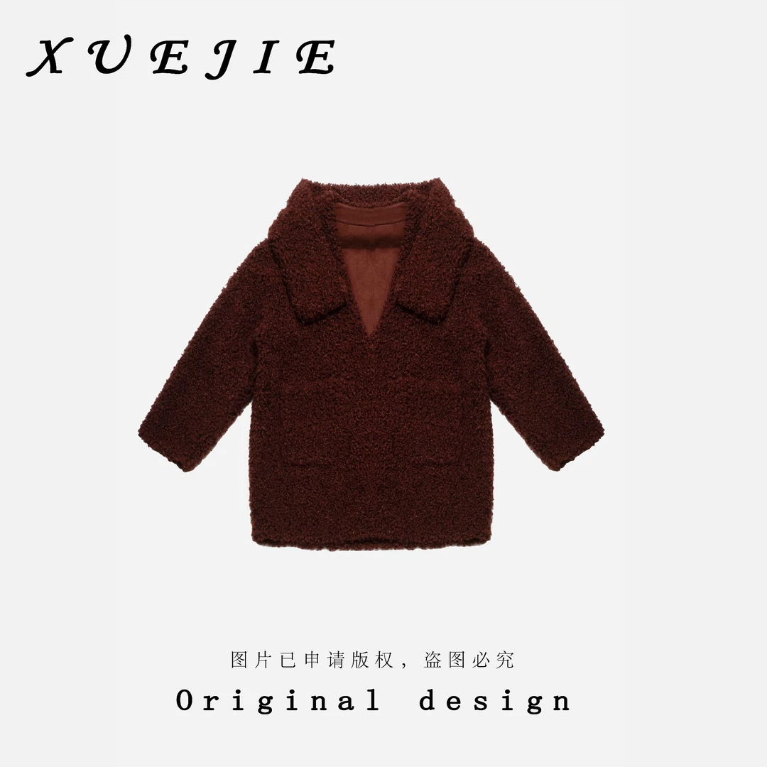 逸焰【雪姐松雾蔷薇】-秋季时尚小众洋气百搭纯色长袖外套-90613