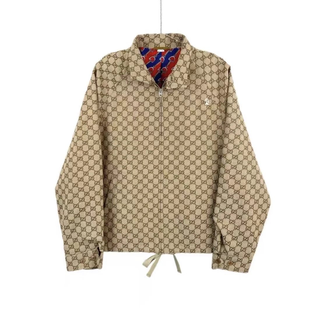 99新 GUCCI/古驰 小猪 满印老花logo 拉链外套夹克 44码