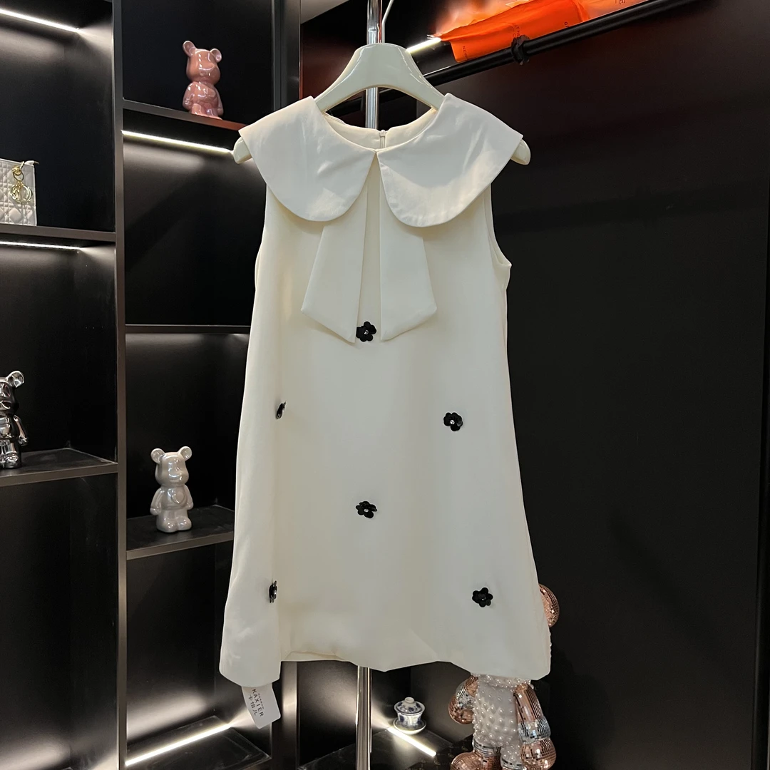 2025夏季新款千金气质白月光温柔娃娃领小个子连衣裙-7107