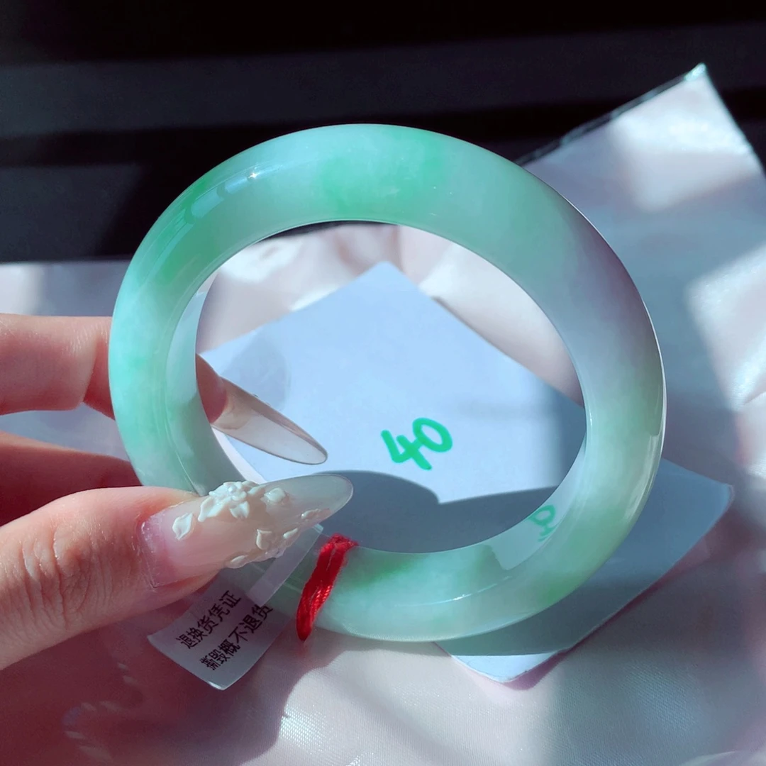 未镶嵌手镯翡翠天然缅甸翡翠A货手镯 宽版40号