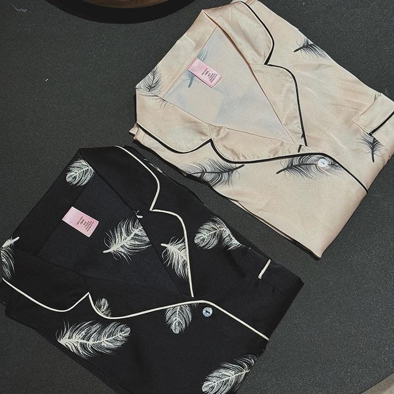 小众设计轻奢潮牌缎面家居服-长袖长裤S