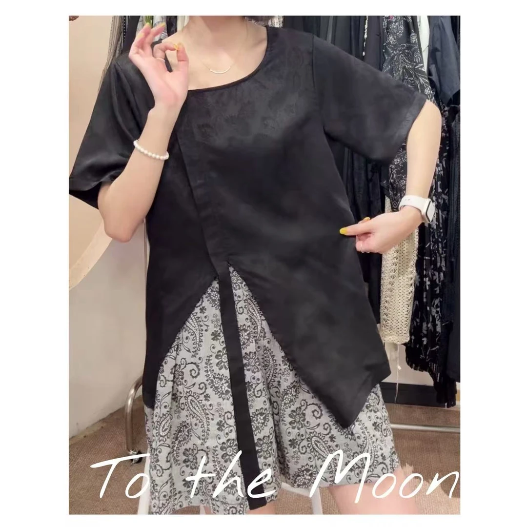 UpSd 原创【缎面小t】纯色轻薄透气不规则设计夏季显瘦显瘦衬衫