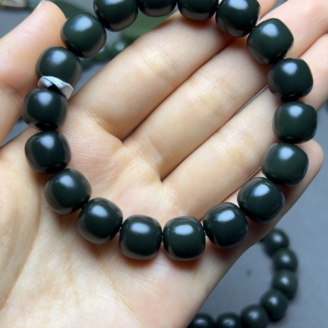 和田玉未镶嵌手链沙枣青12