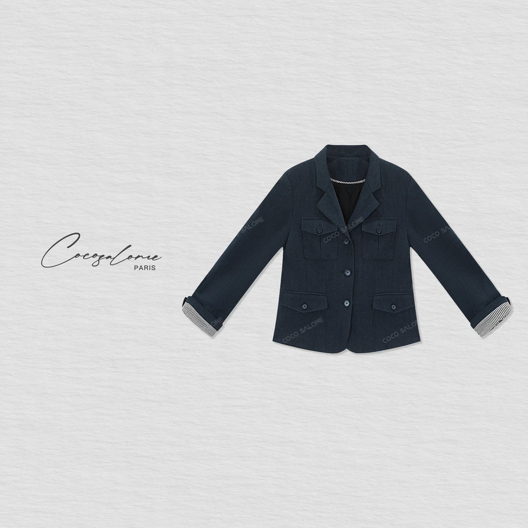 韩彬彬"老钱西装"老钱风亚麻立体剪裁通勤时尚西装外套1184-1