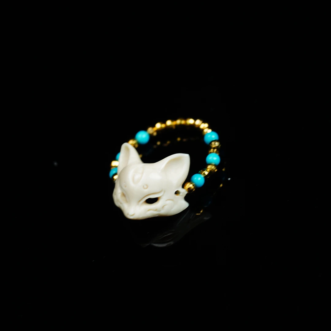 【琪钰】墨香#猛犸牙狐仙面具金手饰