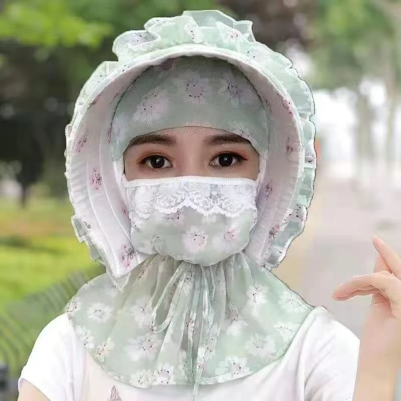 新款防晒帽子女夏大沿遮脸护颈太阳帽户外骑车干活防紫外线遮阳帽