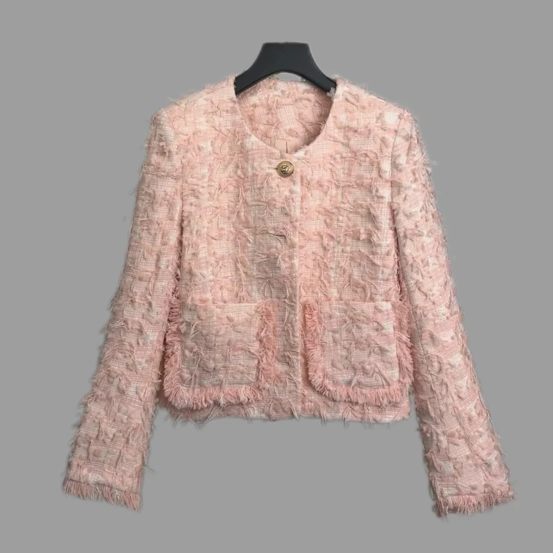 【FRANCEB BALIYA】加厚轻奢静奢风秋冬设计感粗花呢小香风外套