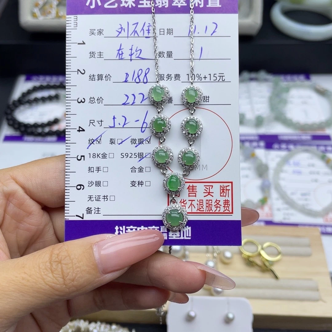 刘***住翡翠银S925镶嵌颈饰