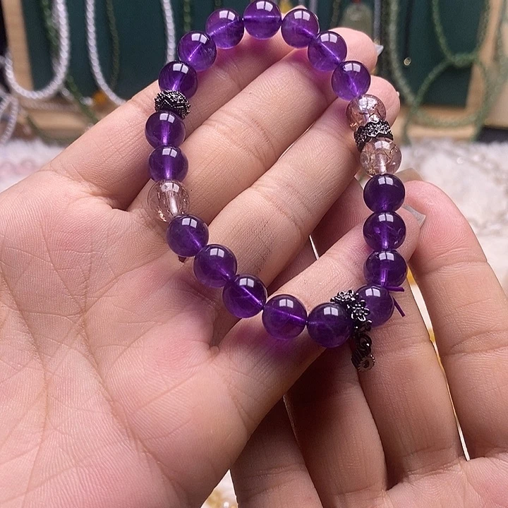 紫晶手链钛钢紫水晶手串